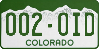 CO license plate 002OID