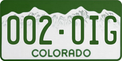 CO license plate 002OIG