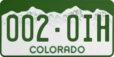 CO license plate 002OIH