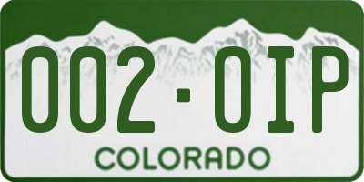 CO license plate 002OIP