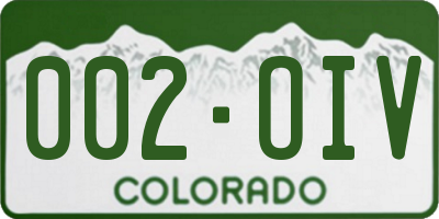 CO license plate 002OIV