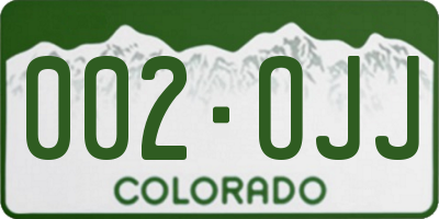 CO license plate 002OJJ