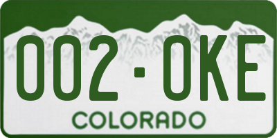 CO license plate 002OKE