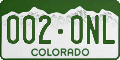 CO license plate 002ONL