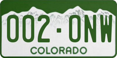CO license plate 002ONW
