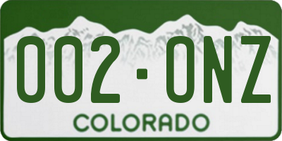 CO license plate 002ONZ