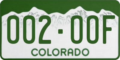 CO license plate 002OOF