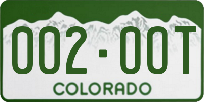 CO license plate 002OOT