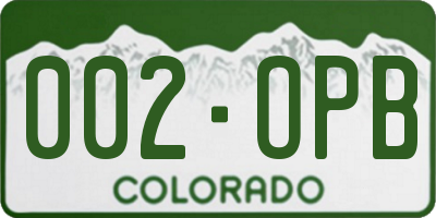 CO license plate 002OPB