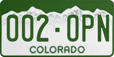 CO license plate 002OPN