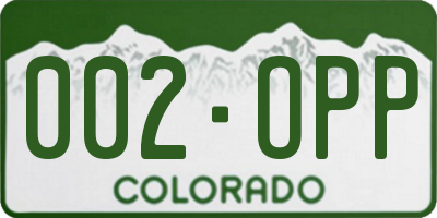 CO license plate 002OPP