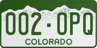 CO license plate 002OPQ