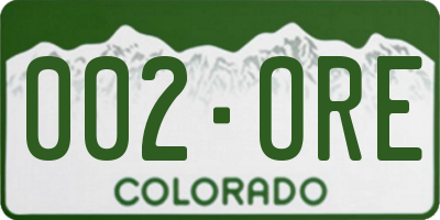 CO license plate 002ORE