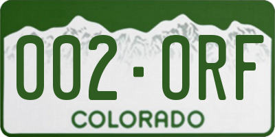 CO license plate 002ORF
