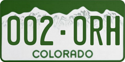 CO license plate 002ORH