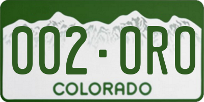 CO license plate 002ORO