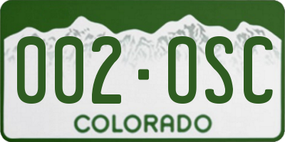 CO license plate 002OSC