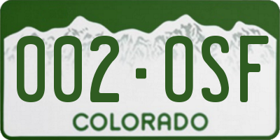 CO license plate 002OSF
