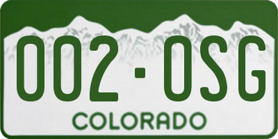 CO license plate 002OSG