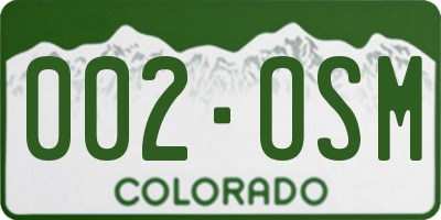 CO license plate 002OSM