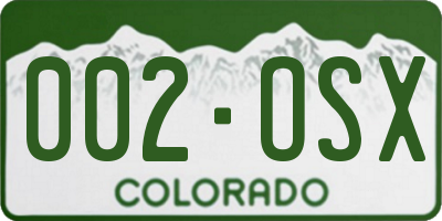 CO license plate 002OSX