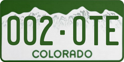 CO license plate 002OTE