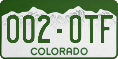 CO license plate 002OTF