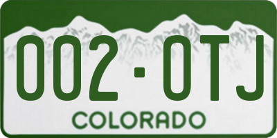 CO license plate 002OTJ