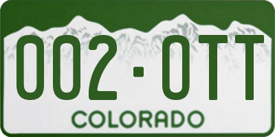 CO license plate 002OTT