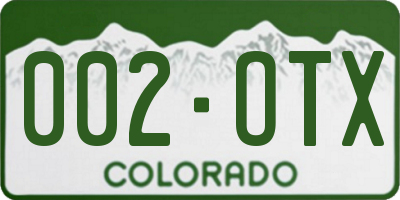 CO license plate 002OTX
