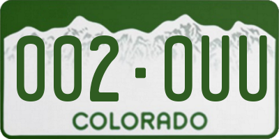 CO license plate 002OUU