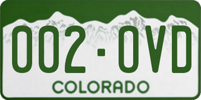 CO license plate 002OVD