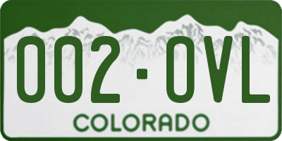 CO license plate 002OVL