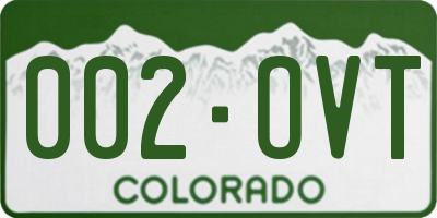 CO license plate 002OVT