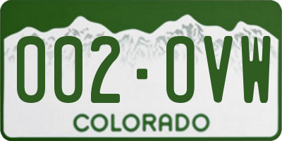 CO license plate 002OVW