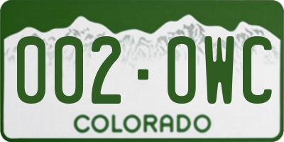 CO license plate 002OWC