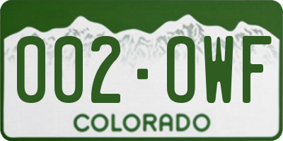 CO license plate 002OWF