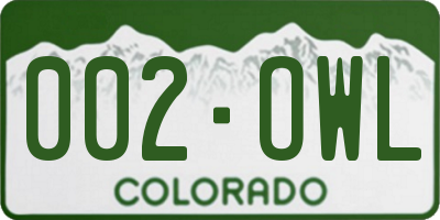 CO license plate 002OWL