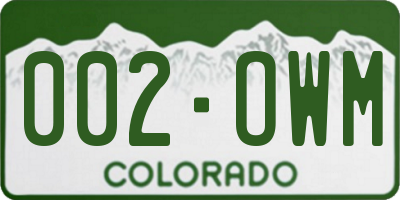 CO license plate 002OWM