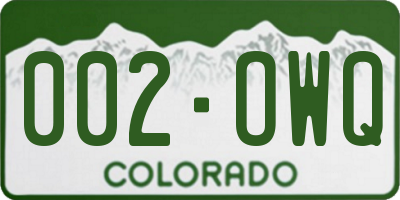 CO license plate 002OWQ