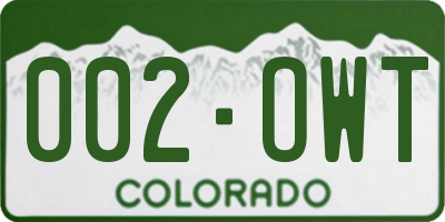 CO license plate 002OWT