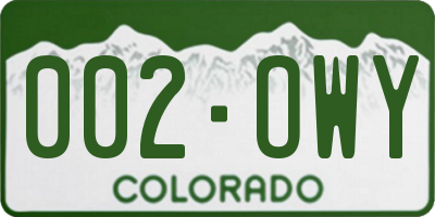 CO license plate 002OWY