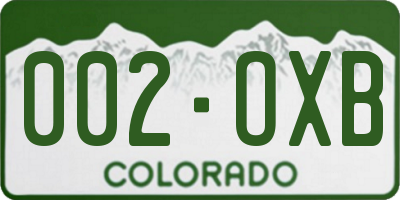CO license plate 002OXB