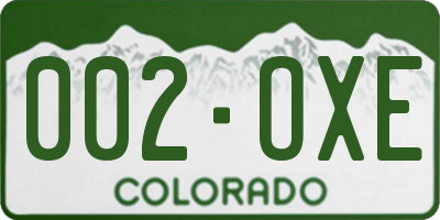 CO license plate 002OXE