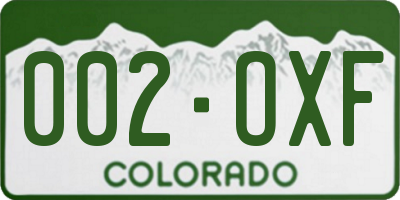 CO license plate 002OXF