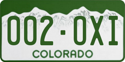 CO license plate 002OXI