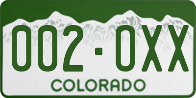 CO license plate 002OXX