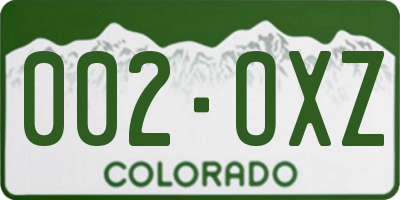 CO license plate 002OXZ