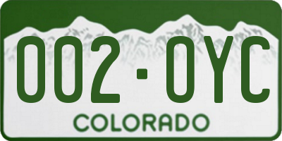 CO license plate 002OYC