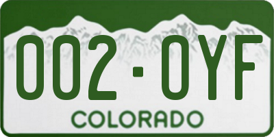 CO license plate 002OYF